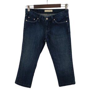 FLYING MONKEY Capri Jeans Juniors Womens Sz 7 Dark Wash Blue Stretch Mid Rise